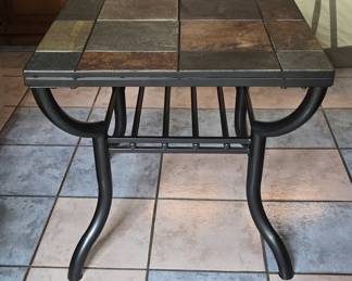 Slate and Metal Side Table