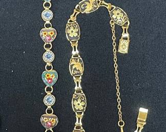 Vtg Micro Mosaic and Damascene Bracelet