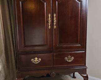 Cherry Wood Armoire with Cabriole Legs