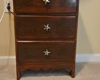 Three-Drawer Nightstand with Star Pulls