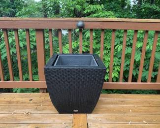 Black Square Rattan-Style Planter