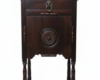 Victorian Walnut Smoking Stand with Lion Head Pull
