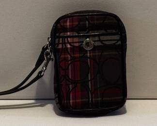 Coach Poppy Tartan Plaid Wristlet Pouch
