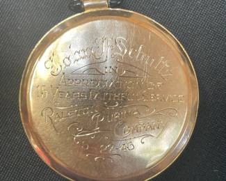 Lord Elgin 14k Pocket Watch with Engraving Vtg