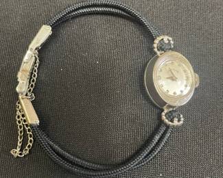 Elgin 14K Gold Ladies Watch with Black Cord Band