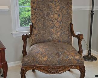 Carved Wood Haverty’s Armchairs 