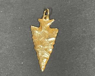 14K Gold Textured Arrowhead Charm Pendant