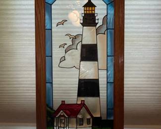 Stained Glass Lighthouse Panel