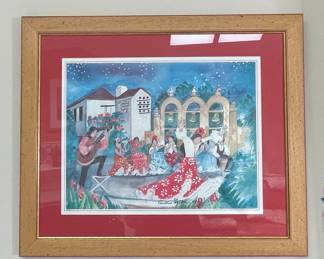 Caroline Shelton "Fiesta" Watercolor Painting, 1986