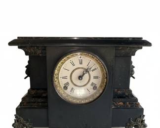 Vintage Black Slate Mantel Clock