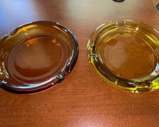 Vtg Amber Glass Ashtray