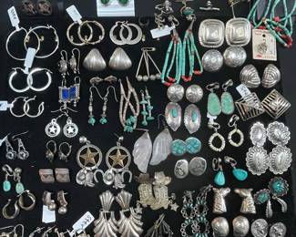 Native American Sterling Silver and Turquoise Earrings