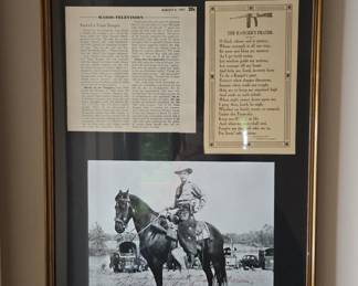 Signed Framed Photograph of Texas Ranger Captain W. L. Wright with Newspaper Clipping and Prayer