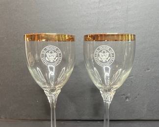U.S. House of Representatives Etched Wine Glasses with Gold Rim