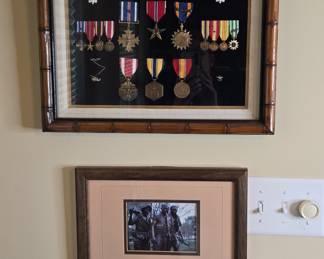 Framed Military Medal Display and Photograph with Paraglider Badge