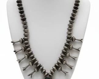 Navajo Squash Blossom Necklace with Turquoise