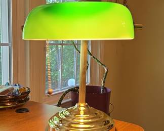 Banker's Lamp with Green Glass Shade