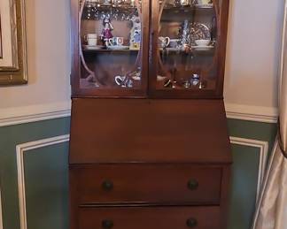 Vintage Secretary Desk with China Cabinet Hutch