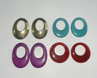 14k Gold Oval Pendants with Semi-Precious Stone Inlays