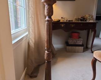 Tall Carved Wood Pedestal Stand with Pineapple Motif
