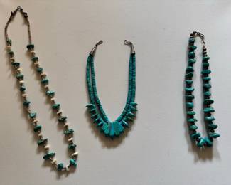 Turquoise Nugget Necklaces Vtg
