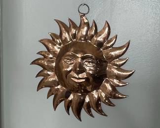 Vintage Copper Sun Face Wall Decor