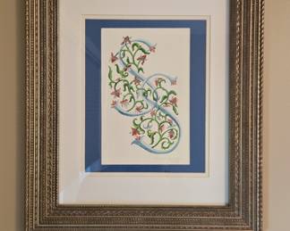 Illuminated Letter 'S' Watercolor Painting
