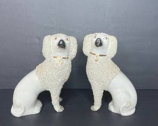 Staffordshire Poodle Figurines with Textured Coats