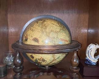 Vintage Terrestrial Globe with Ornate Wooden Stand