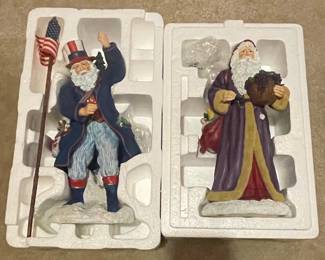 Pytka Memories of Christmas Wine Country Santa and Uncle Sam Figurines
