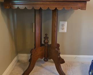 Vintage Oak Eastlake Style Pedestal Side Table