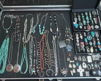 Assorted Native American Sterling Silver and Turquoise Jewelry Collection