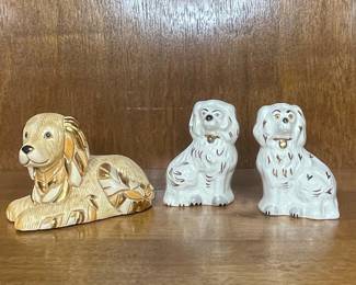 Beswick England Cavalier King Charles Spaniel Figurines (Pair) and Rinconada De Rosa Reclining Dog Figurine