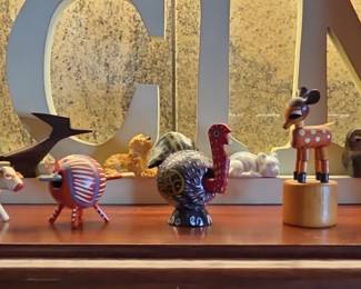 Folk Art Wooden Animal Figurines