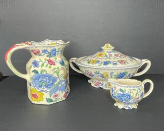 Mason's Patent Ironstone China "Regency" Pitcher, Tureen, and Creamer Set