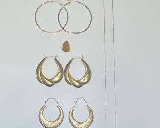 14K Gold Hoop Earrings and Necklace Set