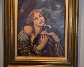 Portrait of a Young Woman signed painting