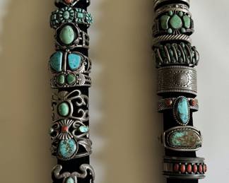Native American Turquoise and Sterling Silver Bracelets Vtg