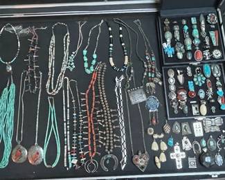 Native American Sterling Silver and Turquoise Necklaces, Pendants & Rings 