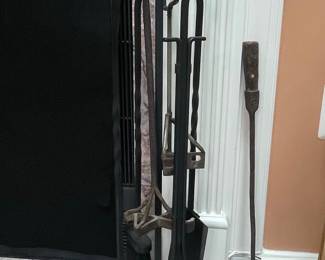 Wrought Iron Fireplace Tool Set with Andirons