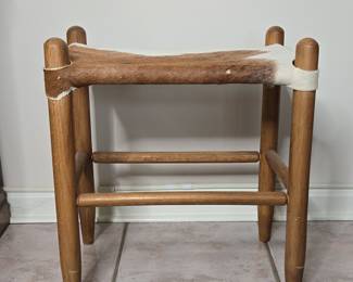 Cowhide and Wood Stool