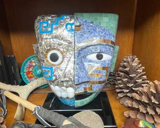 Mosaic Mask and Jemez & Wilfred Homa Pottery