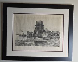 Engraving of Belém Tower, Lisbon