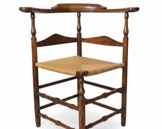 Vintage Ladderback Corner Chair with Rush Seat