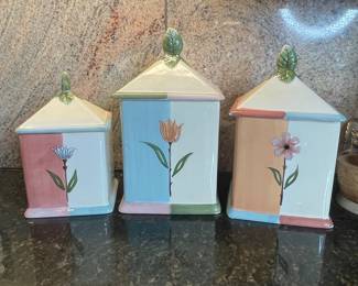 Certified International Corporation (CIC) "Nancy Green" Floral Canister Set