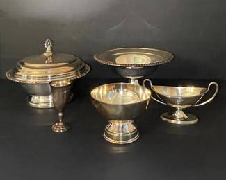 Silver Plated Serving Dishes and Goblet