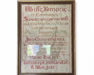 1687 Latin Religious Document - Office of the Blessed Virgin Mary