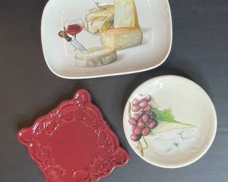 Ceramisia Cheese & Grapes Decorative Plates