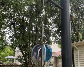 Blue and Clear Textured Glass Orb Sun Catcher