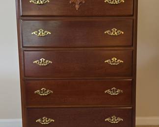 Cherry Wood Dresser with Brass Hardware